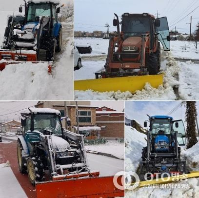 평택시 팽성읍 자율방재단, 트랙터 제설작업 폭설에서도 빛났다.