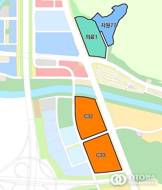 종합병원 유치예정 부지 표시