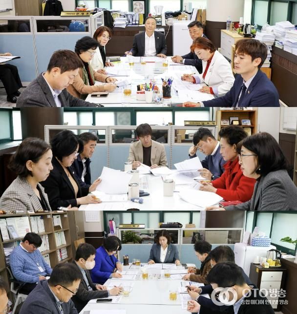 안산시의회 3개 상임위원회가 11일 각 상임위원장실에서 안산시 집행부와 간담회를 개최했다. 사진 위부터 차례대로 기획행정위원회와 문화복지위원회, 도시환경위원회의 간담회 모습.