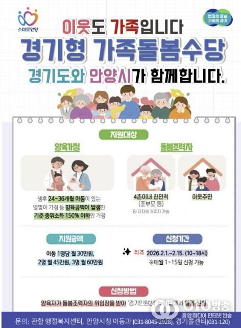 안양시, ‘경기형 가족돌봄수당’ 내달 1일부터 접수