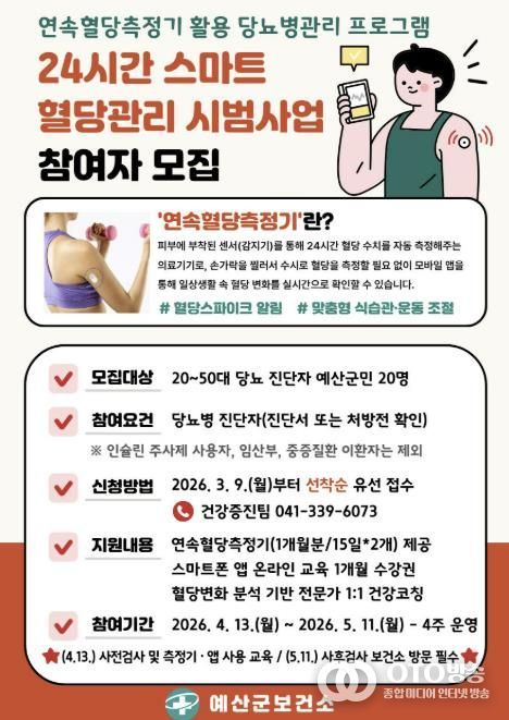24시간 스마트 혈당관리 시범사업 참여자 모집 포스터